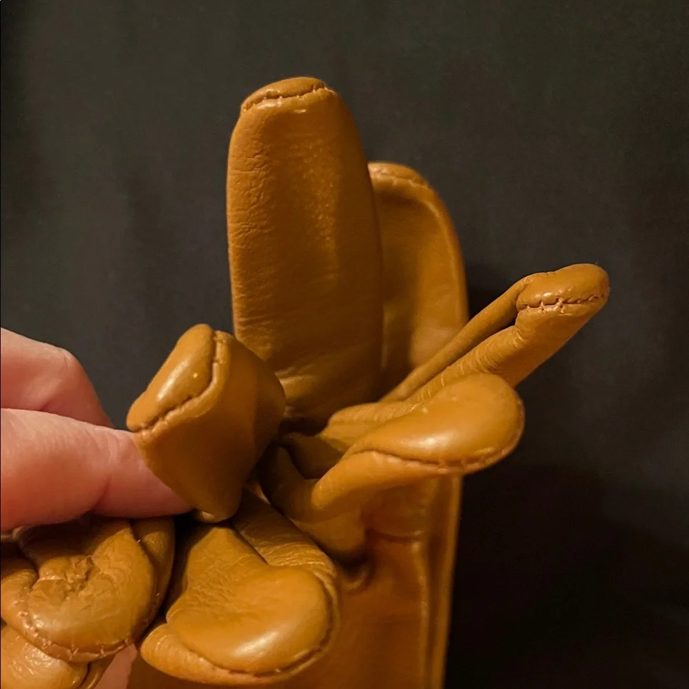 RARE Vintage tan deerskin fitted leather driving gloves women large size 7 soft